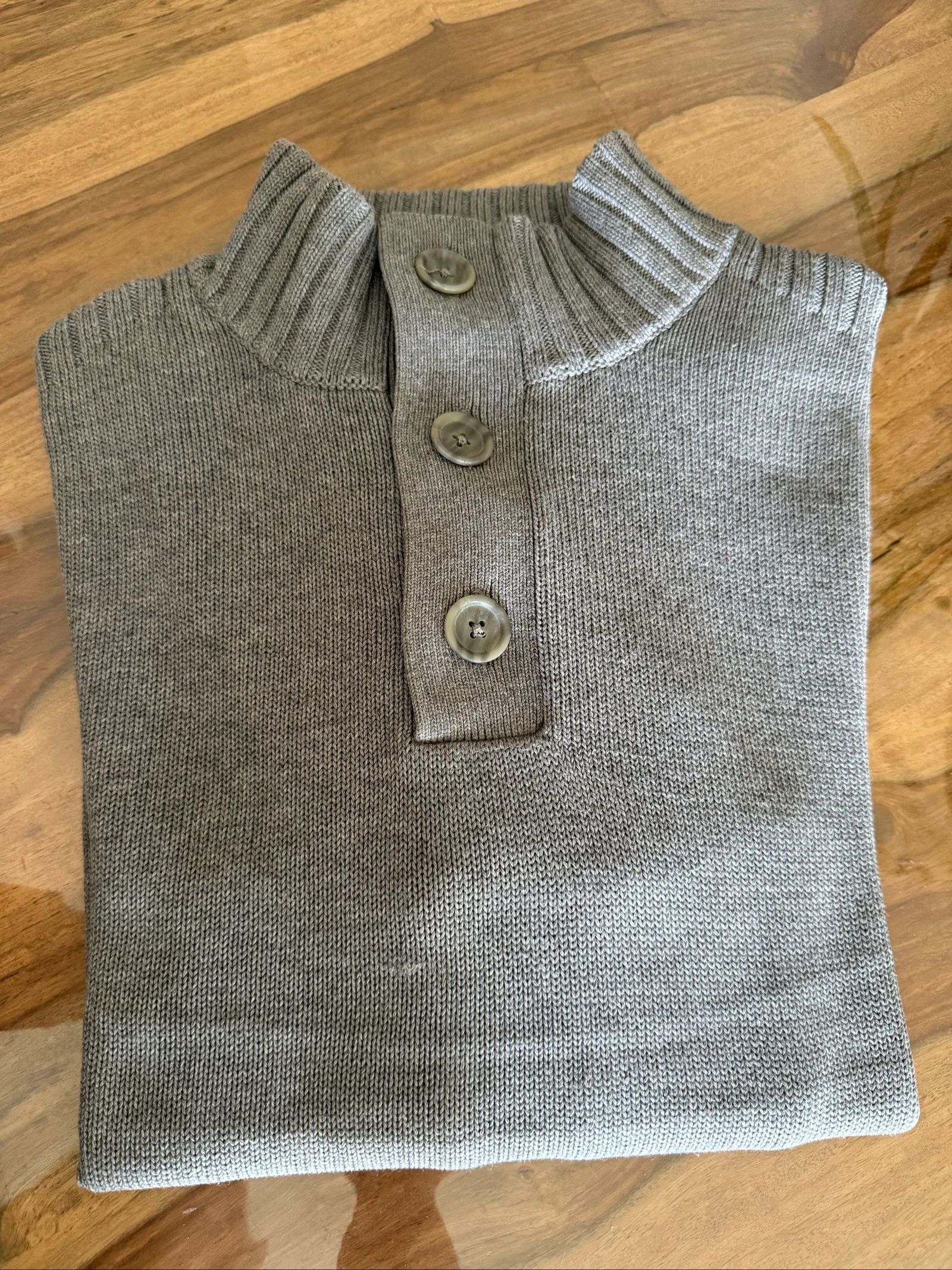 Tommy Hilfiger heren trui L grijs Pima katoen wol hoge kraag grove breisel – photo 3
